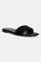 Замшеві шльопанці Calvin Klein FLAT SANDAL SQUARED HF SUE віденський чорний HW0HW02557