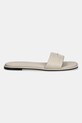 Calvin Klein klapki skórzane FLAT SANDAL SQUARE HF LTH HW0HW02652 beżowy AW25