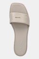 Calvin Klein klapki skórzane FLAT SANDAL SQUARE HF LTH beżowy HW0HW02652