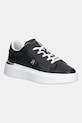 Kožne tenisice Tommy Hilfiger TH FASHION COURT SNEAKER platforma crna FW0FW08631