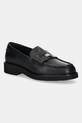 Usnjeni mokasini Tommy Hilfiger CREST SQUARISH TOE PENNY LOAFER Zrnato usnje črna FW0FW08633