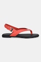 Δερμάτινα σανδάλια Tommy Hilfiger COLOR BLOCK THONG FLAT SANDAL FW0FW08883 κόκκινο AW25