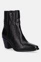 Tommy Hilfiger bőr bokacsizma WESTERN MID HEEL LEATHER CHELSEA magas fekete FW0FW08890