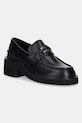 Δερμάτινα μοκασίνια Tommy Jeans TJW CHUNKY HEEL LOAFER ίσια πλατφόρμα μαύρο EN0EN02789