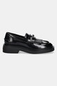 Δερμάτινα μοκασίνια Tommy Jeans TJW FRINGES LOAFER EN0EN02790 μαύρο AW25