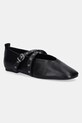 Tommy Jeans bőr balerina cipő TJW LEATHER MARYJANE BALLERINA fekete EN0EN02868