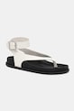 Tommy Jeans sandały skórzane TJW ANKLE STRAP SANDAL płaski beżowy EN0EN02873