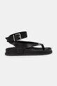 Tommy Jeans sandale de piele TJW ANKLE STRAP SANDAL EN0EN02873 negru AW25