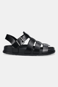 Δερμάτινα σανδάλια Tommy Jeans TJW FISHERMAN PATENT SANDAL EN0EN02874 μαύρο AW25
