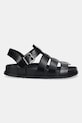 Tommy Jeans sandale de piele TJW FISHERMAN PATENT SANDAL EN0EN02874 negru AW25