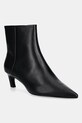 Kožené kotníkové boty Calvin Klein ESS KITTEN HEEL ANKLE BOOT přírodní kůže černá HW0HW02586