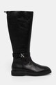 Calvin Klein kozaki skórzane KNEE BOOT W/ METAL LOGO HW0HW02665 czarny NC25