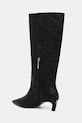 Obuwie Calvin Klein kozaki skórzane ESS KITTEN HEEL LONG BOOTS HW0HW02690 czarny