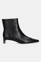 Calvin Klein cizme de piele SET BACK KITTEN HEEL ANKLE BOOT HW0HW02811 negru AW25