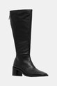 Кожаные сапоги Calvin Klein BLOCK HEEL KNEE BOOT LTH без утепления чёрный HW0HW02812