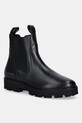 Δερμάτινες μπότες τσέλσι Tommy Hilfiger TH LTHR LOW CHELSEA φλατ μαύρο FW0FW08775