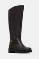 Tommy Hilfiger kozaki skórzane TH HORSEBIT RIDING LONG BOOT płaski brązowy FW0FW08863