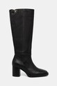 Kožené kozačky Tommy Hilfiger STACKED HEEL LEATHER LONG BOOT FW0FW08865 černá AW25