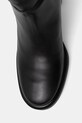 Kožené kozačky Tommy Hilfiger STACKED HEEL LEATHER LONG BOOT černá FW0FW08865