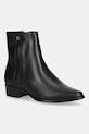 Kožené členkové topánky Tommy Hilfiger TH LEATHER POINTY ZIP BOOTIE usňová koža čierna FW0FW08980