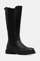 Tommy Hilfiger kozaki skórzane TH LTHR CLEATED LONG BOOT płaski czarny FW0FW08985