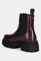 Obuwie Tommy Hilfiger sztyblety skórzane TH SHINY LEATHER CHELSEA FW0FW09042 bordowy