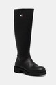 Tommy Jeans kozaki TJW STRETCHY LONG SHAFT płaski czarny EN0EN02828