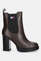 Tommy Jeans botki skórzane TJW LEATHER HEEL BOOT EN0EN02831 brązowy AW25