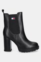 Tommy Jeans botki skórzane TJW LEATHER HEEL BOOT EN0EN02831 czarny AW25