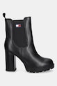 Δερμάτινες μπότες Tommy Jeans TJW LEATHER HEEL BOOT EN0EN02831 μαύρο AW25