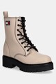 Kožené workery Tommy Jeans TJW URBAN LACE UP BOOT nezateplené béžová EN0EN02907