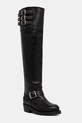 Polo Ralph Lauren kozaki skórzane Biker Boot płaski czarny 818973063001.001