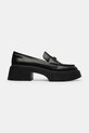 Δερμάτινα μοκασίνια Coach Leah Platform Leather Loafer ίσια πλατφόρμα μαύρο CZ382.BLK