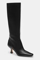 Δερμάτινες μπότες Coach Sculpted C Kitten Heel Leather Boot CBP30.BLK μαύρο AW25