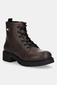 Tommy Jeans botki skórzane TJW LACE UP LEATHER BOOT płaski brązowy EN0EN02824