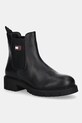 Tommy Jeans sztyblety TJW CHELSEA LEATHER BOOT płaski czarny EN0EN02825