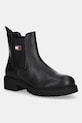 Topánky chelsea Tommy Jeans TJW CHELSEA LEATHER BOOT usňová koža čierna EN0EN02825