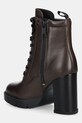 Obuwie Tommy Jeans botki skórzane TJW HEEL LACE UP BOOT EN0EN02832 brązowy