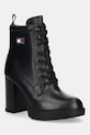 Tommy Jeans botki skórzane TJW HEEL LACE UP BOOT słupek czarny EN0EN02832