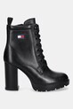 Кожаные полусапожки Tommy Jeans TJW HEEL LACE UP BOOT EN0EN02832 чёрный AW25