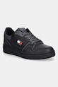 Kožne tenisice Tommy Jeans TJW RETRO BASKET SNEAKER ravni crna EN0EN02839