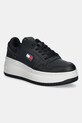 Δερμάτινα αθλητικά παπούτσια Tommy Jeans TJW RETRO BASKET FLATFORM άλλο μαύρο EN0EN02860