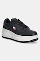 Kožené tenisky Tommy Jeans TJW RETRO BASKET FLATFORM iný čierna EN0EN02860