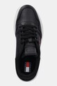 Δερμάτινα αθλητικά παπούτσια Tommy Jeans TJW RETRO BASKET FLATFORM μαύρο EN0EN02860