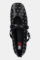 Kožené baleríny Tommy Jeans MARYJANE STUDDED BALLERINA černá EN0EN02886