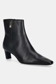 Tommy Hilfiger botki skórzane SQUARE TOE KITTEN BOOTIE słupek czarny FW0FW08768