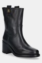 Tommy Hilfiger botki skórzane RIDING LTHR MID BOOT BLOCK HEEL słupek czarny FW0FW08776