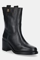 Δερμάτινες μπότες Tommy Hilfiger RIDING LTHR MID BOOT BLOCK HEEL 5-8 cm μαύρο FW0FW08776