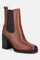 Tommy Hilfiger botki skórzane SQUARE TOE CHELSEA HIGH BLOCK HL tekstylny brązowy FW0FW08844