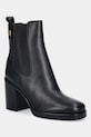 Tommy Hilfiger botki skórzane SQUARE TOE CHELSEA HIGH BLOCK HL tekstylny czarny FW0FW08844